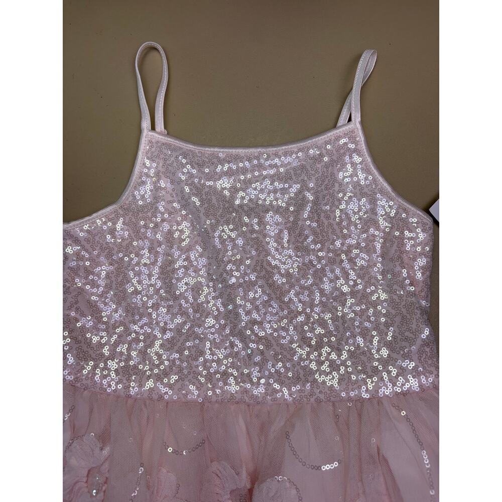 Girls Pink Sequin Party Dress Floral Tulle Sleeveless Zenzi Size 8 NWT - Picture 2 of 6